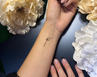 Make A Wish Dandelion Seeds Outline Temporary Tattoo