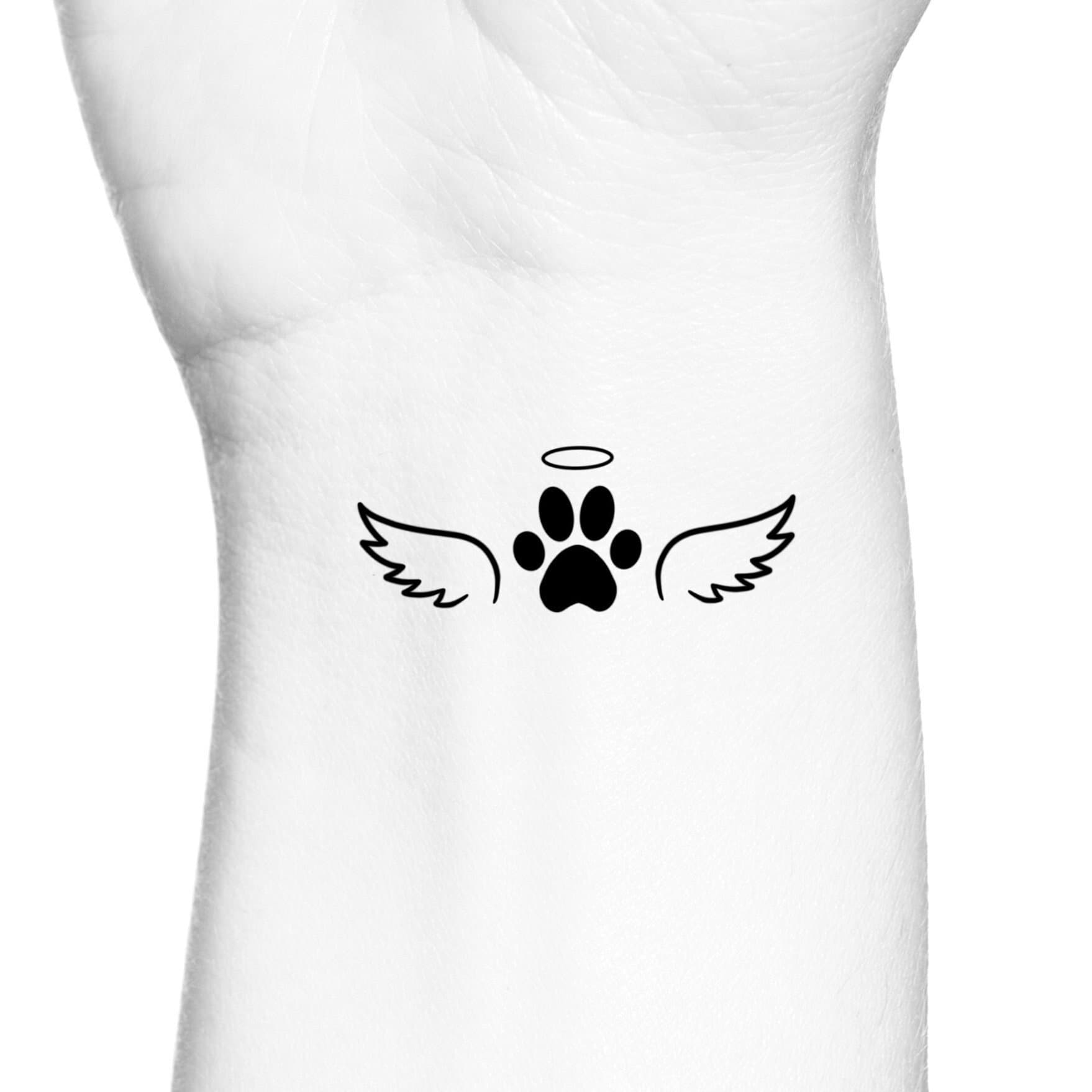 Paw Print Angel Wings with Heart Dog Cat Water Resistant Temporary Tattoo  Set Fake Body Art Collection  Red  Walmartcom