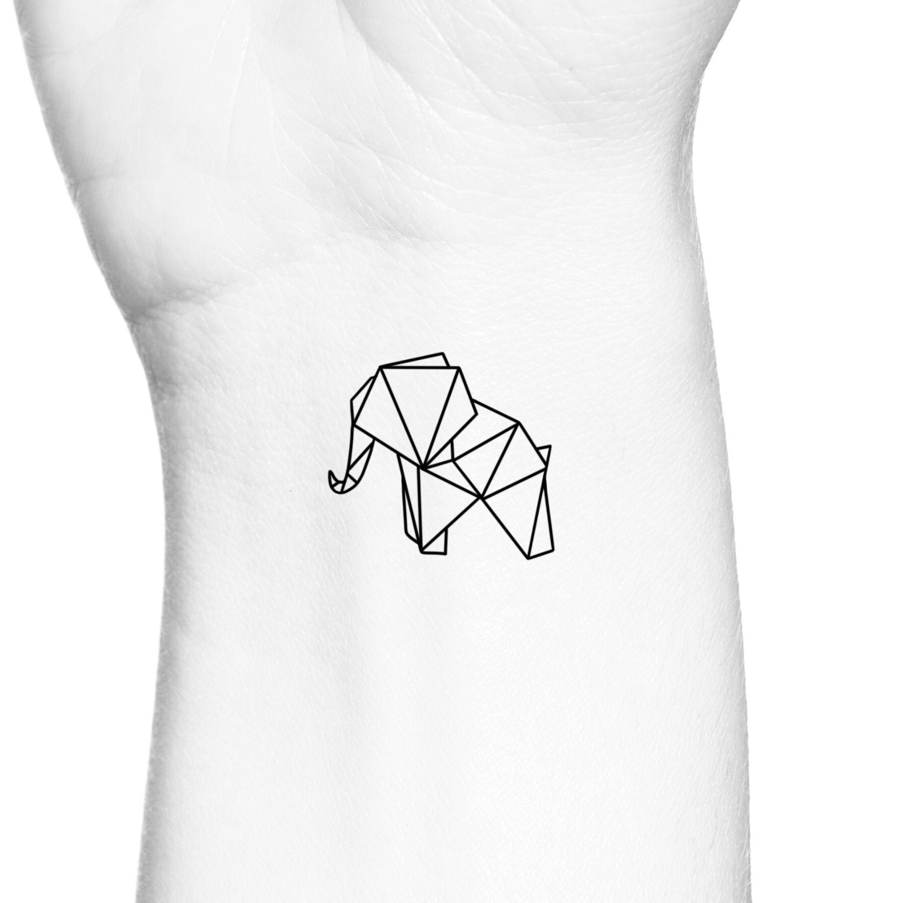 Origami Elephant Small Temporary Tattoo / Tiny Elephant Temp Tattoo / Cute Animal Fake Tattoo / Wrist Tattoo / Zoo Animal Tattoo
