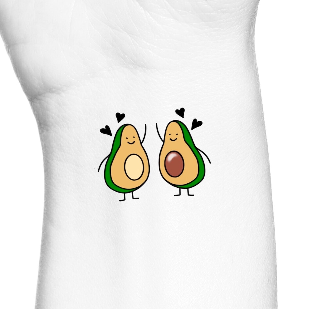 Avocado Matching Best Friends Temporary Tattoo / Friendship Fake Tattoo ...