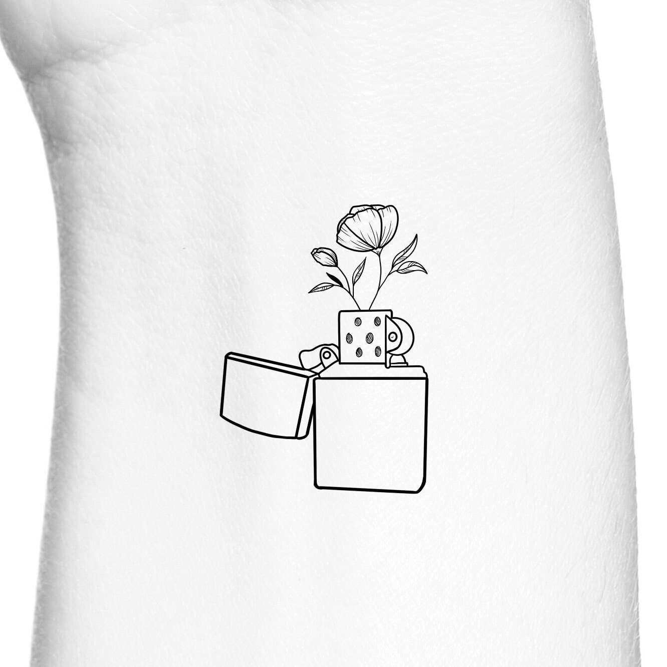 Wildflower Zippo Lighter Temporary Tattoo