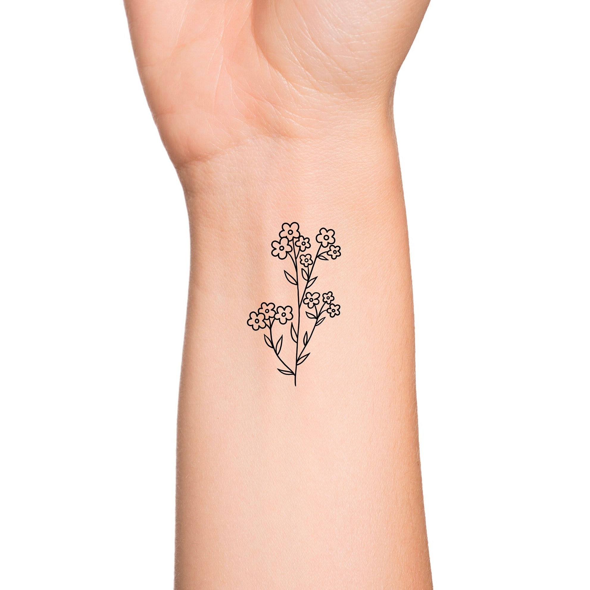 Wildflower Daisy Outline Temporary Tattoo / Small Daisies - Etsy Israel