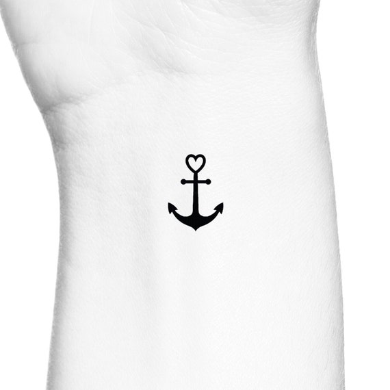 Silhouette Heart Anchor Temporary Tattoo / Small Beach Wrist - Etsy Silhouette Heart Anchor Temporary Tattoo / Small Beach Wrist - Etsy