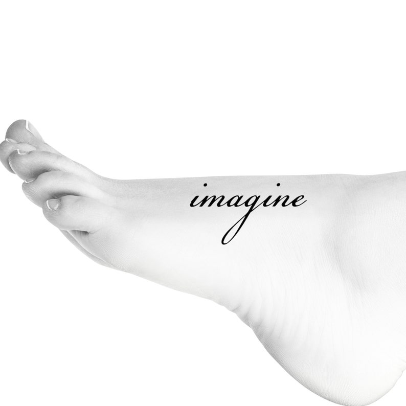 Imagine Script Word Temporary Tattoo Etsy