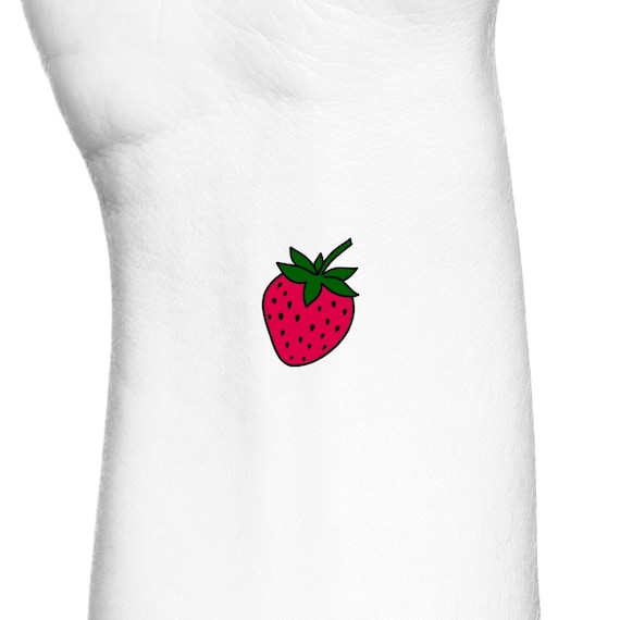 Strawberry Temporary Tattoo / Cute Fruit Temp Tattoo / Small Etsy
