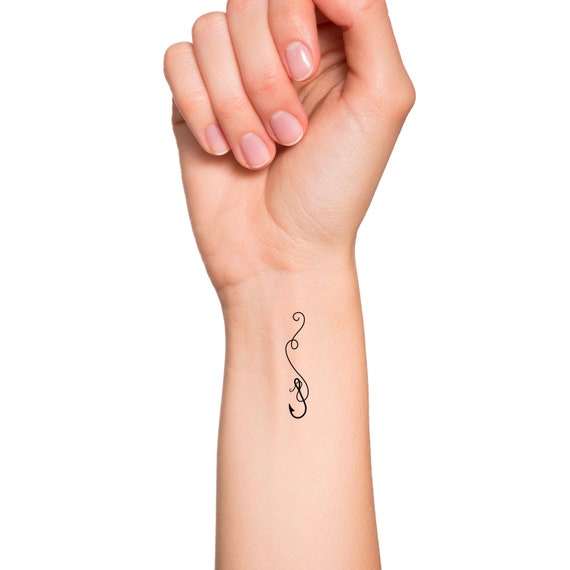 Fishing Hook and Line Temporary Tattoo / Fishing Tattoo / Memorial Tattoo /  Vacation Tattoo / Wrist Temp Tattoo / Hand and Finger Tattoo -  Canada