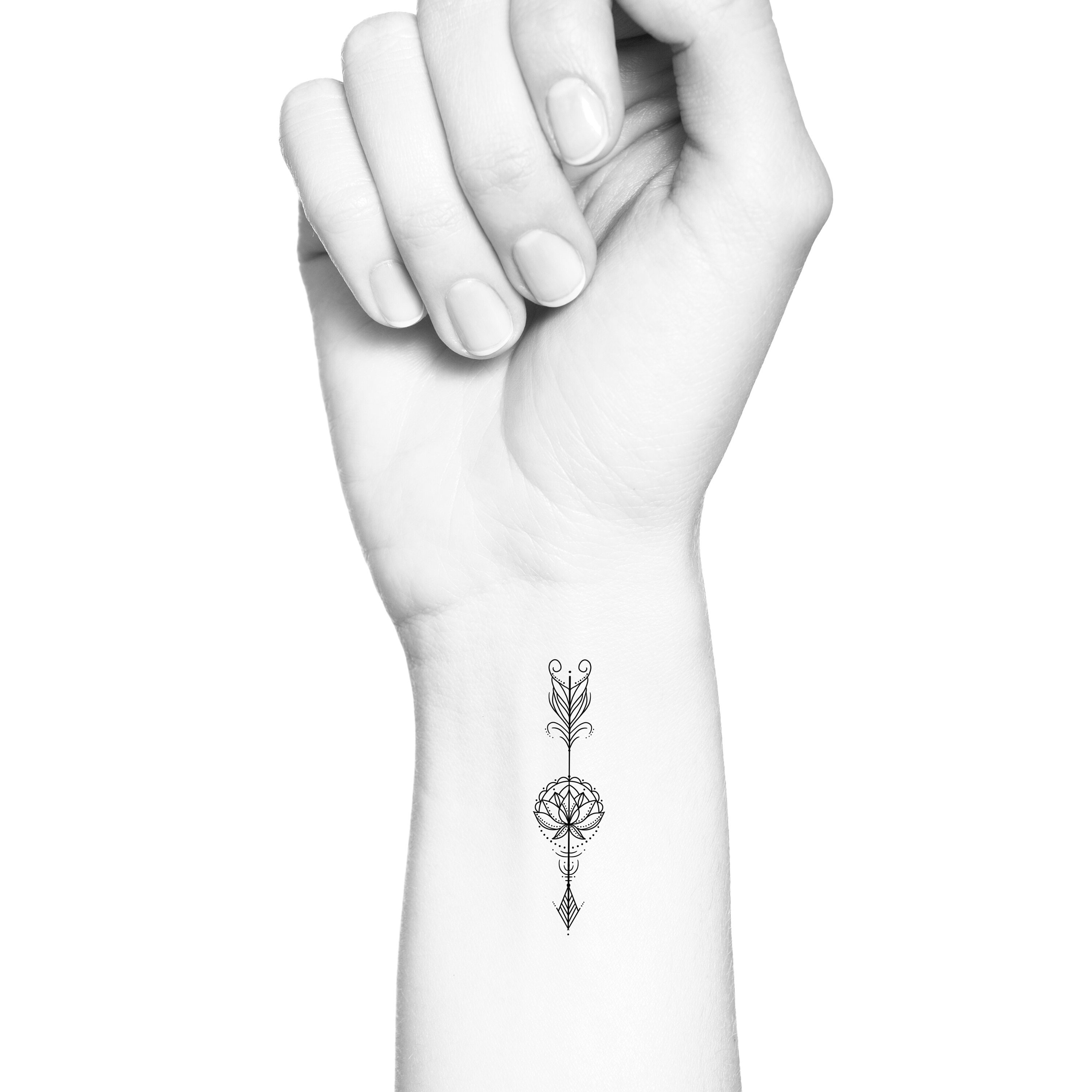 arrow-tattoo-designs-arm-outline-lotus-flower-334x500