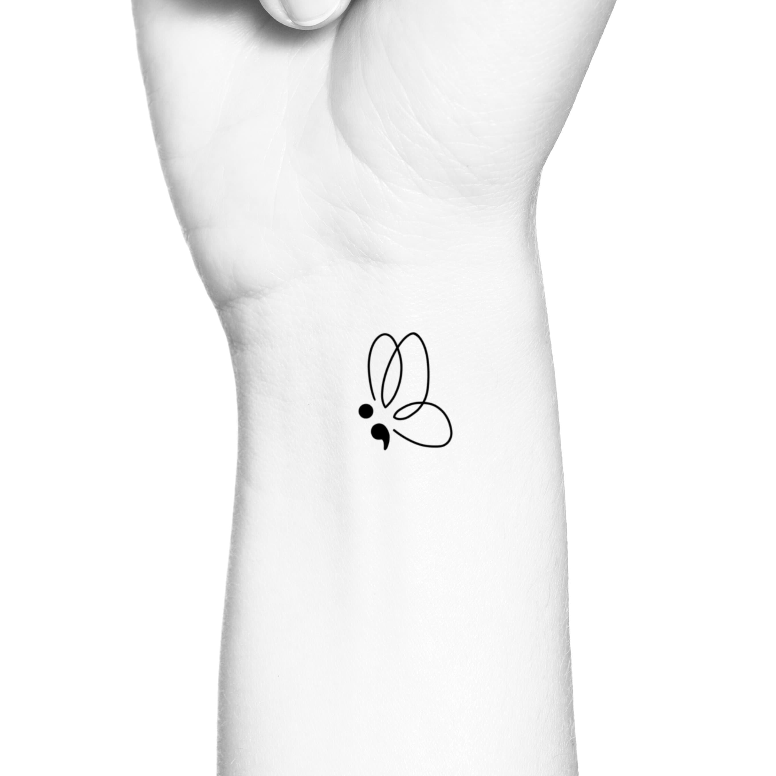 Semicolon Butterfly Outline Temporary Tattoo / Mental Health - Etsy Semicolon Butterfly Outline Temporary Tattoo / Mental Health - Etsy