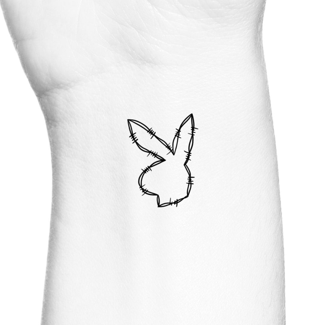 Playboy Bunny Barbed Wire Temporary Tattoo / Rabbit Fake Tattoo / Play ...