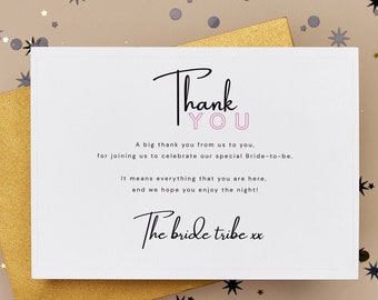 Thank you card | Hen's Party | Wedding | Retro | Colourful | Minimal | Engagement | Digital | DIY | Printable | Bridal Shower