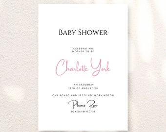 Baby Shower Invitation | Digital | Printable | Invitation | Editable | Personalised | A5 | Classic | Plain | Simple Design