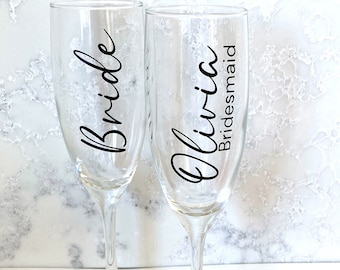 Personalised Wedding Champagne Glass Decal: Bridesmaid Proposal DIY Sticker