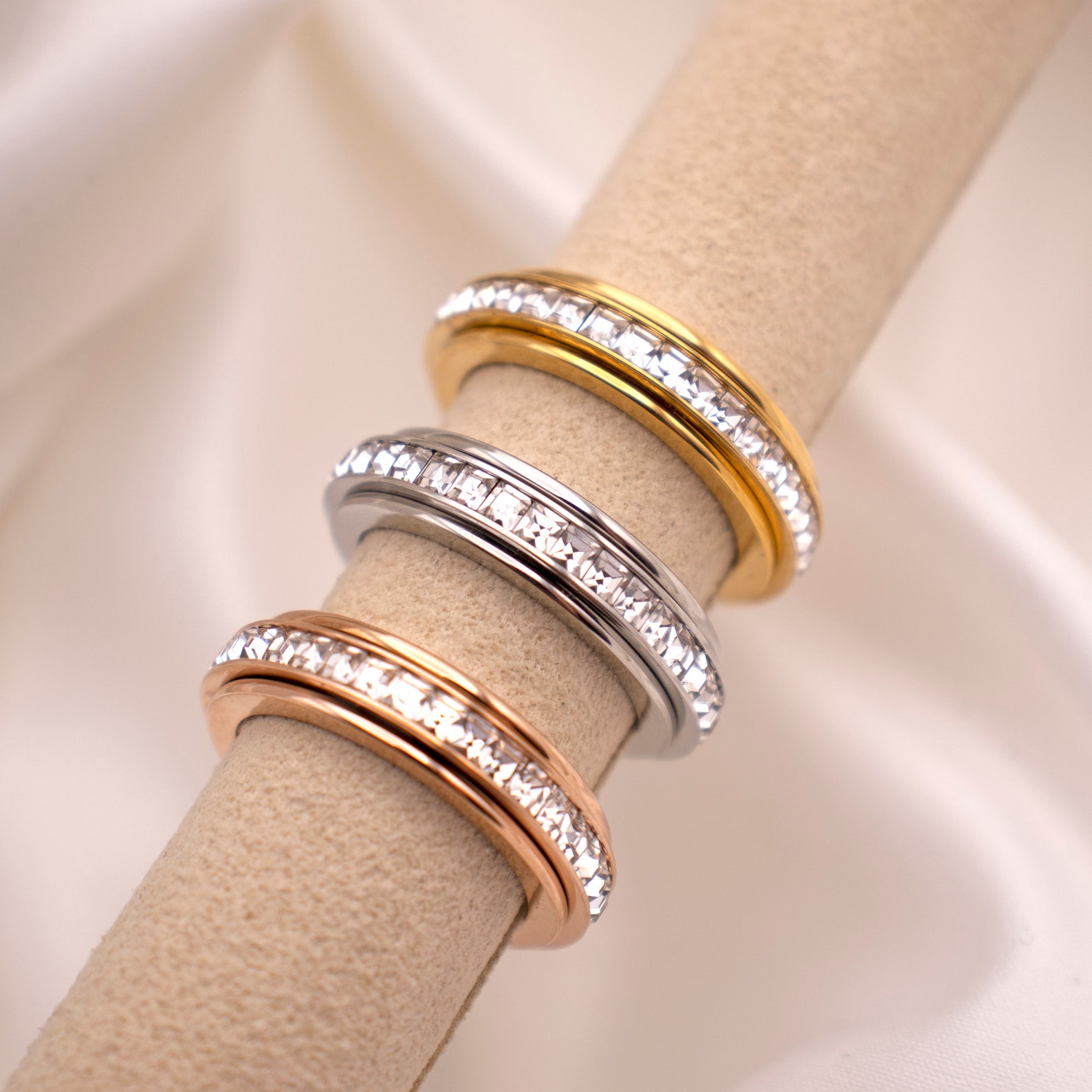 Fidget Ring for Women Spinner Cute Ring Her Anxiety Zircon Etsy