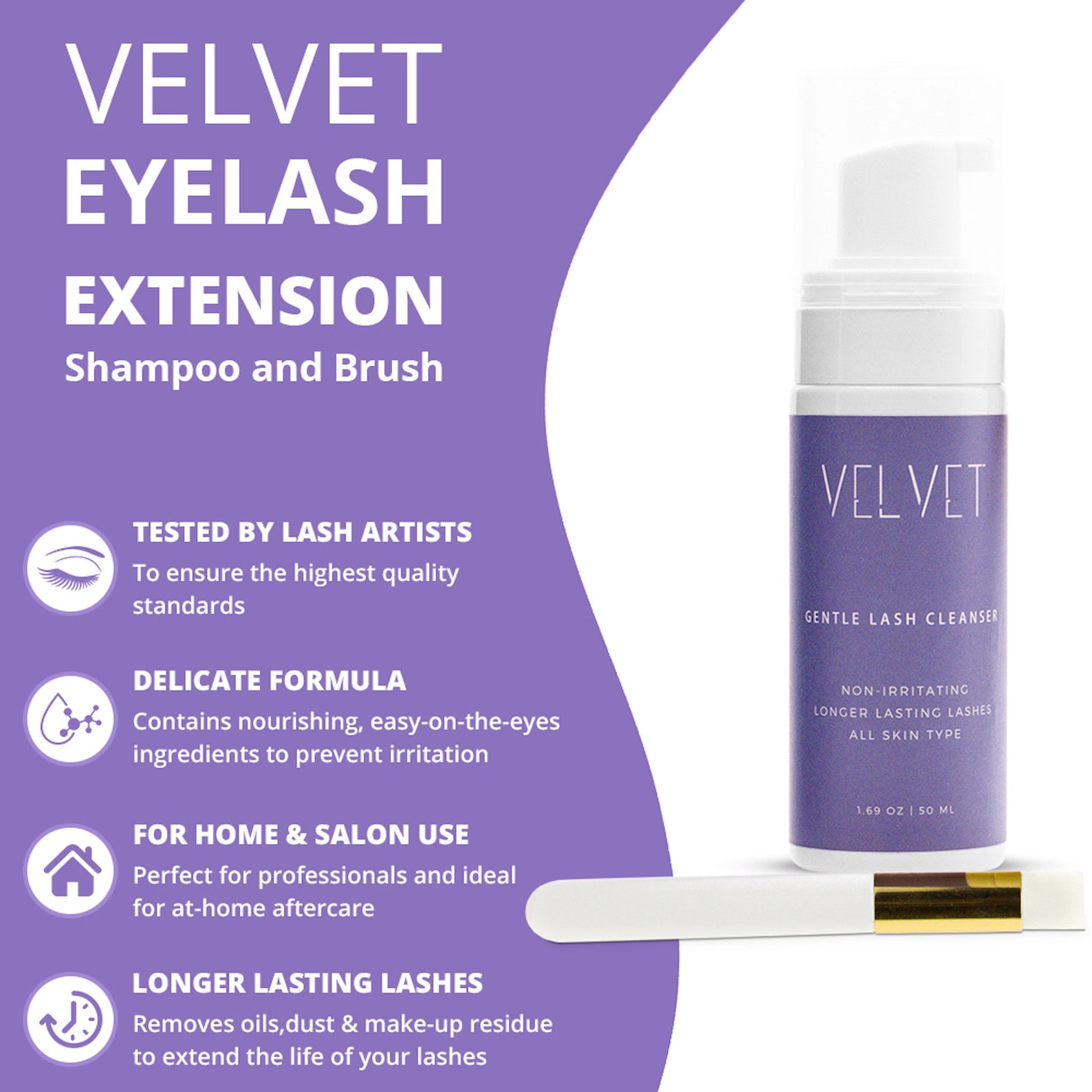 Velvet Eyelash Extension Shampoo and Brush 1.69 fl.oz 50ml Etsy