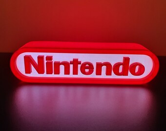 Nintendo logo LED lamp singn decoration 27cm 3D print for man cave