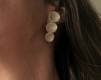 Statement earrings, lightweight earrings, dainty modern ceramic studs, clay jewelry, boho earrings