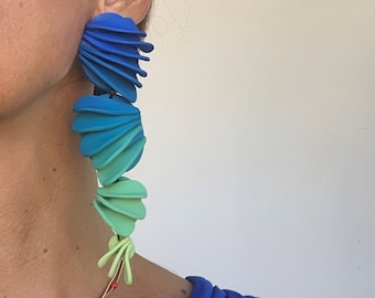 Colorful Petal Earrings, dangle earrings ,unique bold earring, gift for her, bold oversized earrings , Unique Geometric Edgy earrings