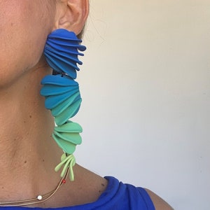 Colorful Petal Earrings, dangle earrings ,unique bold earring, gift for her, bold oversized earrings , Unique Geometric Edgy earrings