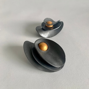 Handmade silver clay Earrings, petal Clay earrings, unique bold earring, bold oversized earrings, Unique Geometric Edgy earrings image 2
