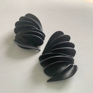 Art Clay earrings, White gold polymer clay studs , Handmade Black Organic Modern Unique Geometric Edgy Earrings image 2