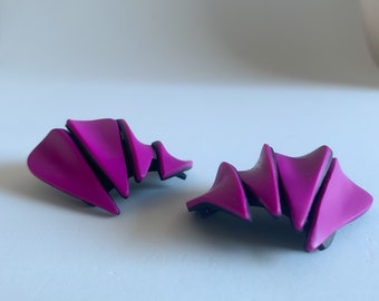 Twisted Petal studs, Magenta bold earring, gift for her, bold oversized earrings, Edgy earrings