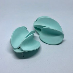 Handmade Pastel mint Petal Earrings, clay earrings ,unique bold earring, gift for mom, bold oversized earrings , Unique Edgy earrings image 8