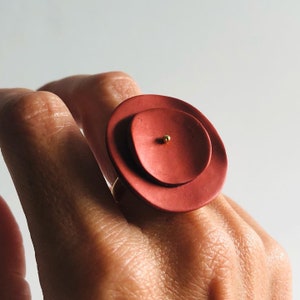 Handmade Flower ring, Adjustable polymer clay ring, Art ring, Oversized Contemporary Organic Modern Unique Geometric Edgy Abstract Unusual