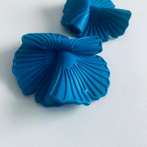 Handmade flower earrings, blue flower earrings, unique bold earring, bold oversized earrings, lightweight studs image 6