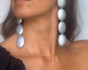 Metallic pebbles stones dangle earrings , modern design earrings, lightweight earrings, Boho earrings