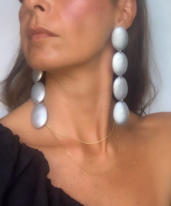 Metallic pebbles stones dangle earrings , modern design earrings, lighweight earrings, Boho earrings