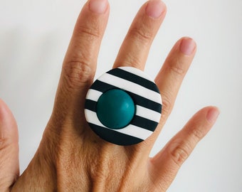 Colorful Polymer clay ring, Funny gift for a friend, Oversized Contemporary ring, unusual ring , customize ring, Unique Geometric Edgy ring