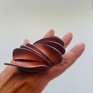 Handmade leaf ring, Adjustable polymer clay ring, Art ring, Oversized Contemporary Organic Modern Unique Geometric Edgy Abstract Unusual