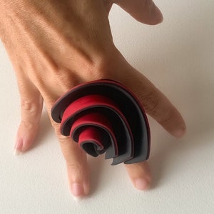 Swirl clay modern ring, Original twisted jewelry, cocktail ring, Oversized Contemporary Organic Modern Unique Edgy Abstract Unusual