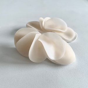 Handmade Translucent Petal Earrings, white clay earrings, unique bold earring, gift for mom, bold oversized earrings, Unique Edgy earrings