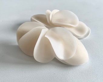 Handmade Translucent Petal Earrings, white clay earrings, unique bold earring, bold oversized earrings, Unique Edgy earrings