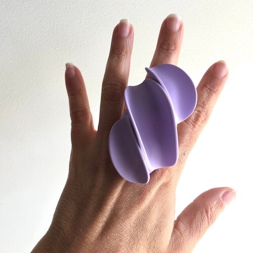 Lavender clay modern ring, Clay ring, Art ring, Petal ring, Oversized Contemporary Organic Modern Unique Edgy Abstract Unusual