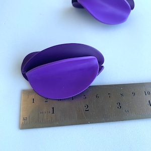 Purple Petal Earrings, flower Clay earrings, unique bold earring, gift mum, bold oversized earrings, violet studs image 8