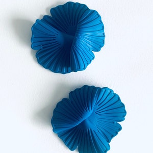 Handmade flower earrings, blue flower earrings, unique bold earring, bold oversized earrings, lightweight studs image 2