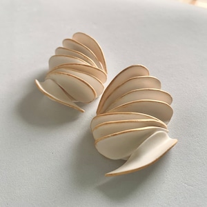 Art Clay earrings, White gold polymer clay studs , Handmade Black Organic Modern Unique Geometric Edgy Earrings image 7