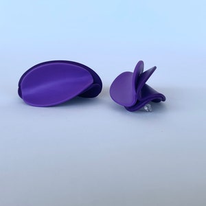 Purple Petal Earrings, flower Clay earrings, unique bold earring, gift mum, bold oversized earrings, violet studs image 5