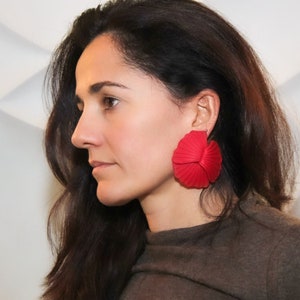 Handmade Flower Earrings, Colorful earrings ,unique bold earring, gift for christmas, statement earrings , Unique Geometric Edgy earrings image 9