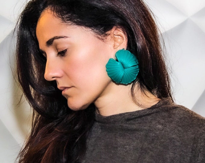 Handmade Flower Earrings, Colorful earrings ,unique bold earring, gift for christmas, statement earrings , Unique Geometric Edgy earrings