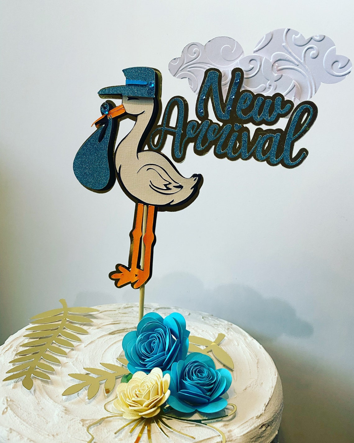 New Arrival Baby Stork Cake Topper / Baby Shower Cake Topper Etsy