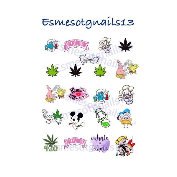 Weed Nail Decals - Etsy