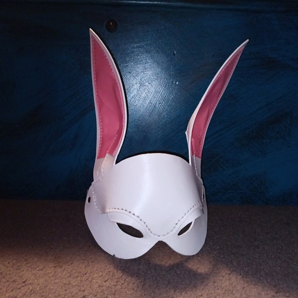 white rabbit leather mask