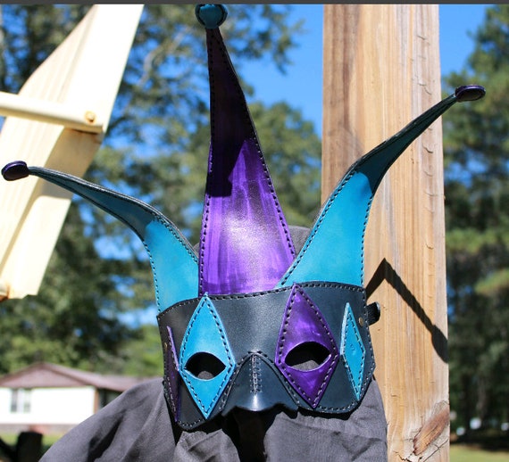 Handmade Leather Mardi Gras Mask, Costume Mask, Leather Play  display picture 3