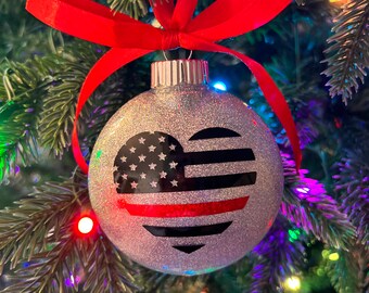 Personalized firefighter thin red line ornament