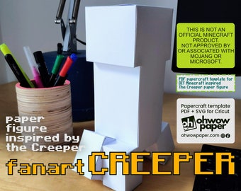 Creeper Paper Model. Minecraft Creeper papercraft template PDF + SVG, DIY Project, Crafting Gift