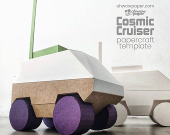 Space truck papercraft template. Build 3d paper car model. A gift for the coolest geeks and nerds in the galaxy. PDF and SVG for Cricut.