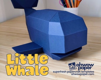 Paper Whale papercraft cut out template - adorable and super cute. Your next paper craft! PDF + SVG for Cricut. File download.